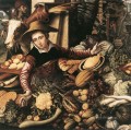 野菜屋台を持つ市場の女性 オランダの歴史画家ピーテル・アールセン